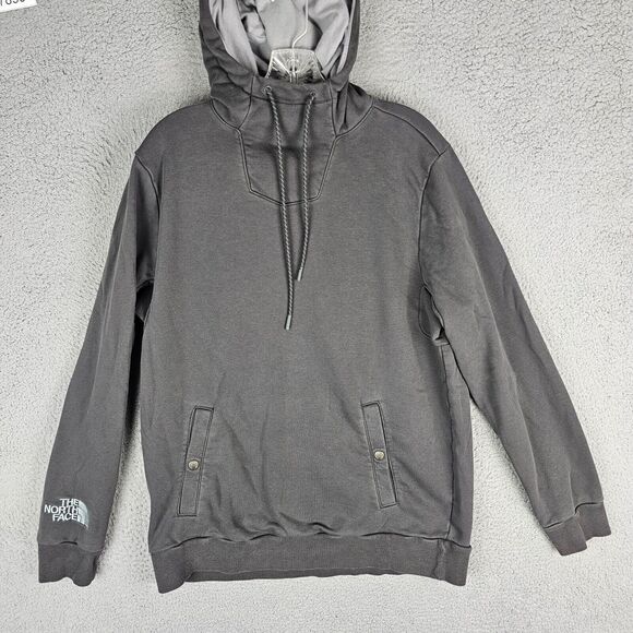 North Face Hoodie Mens Medium Pullover Knit Drawstring Big Back Logo Hiking - Picture 3 of 12